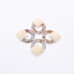 樹脂パーツ 四角&円形 金箔とドライフラワー封入 39x30mm クリア/オフホワイト【50ヶ(約187g)】