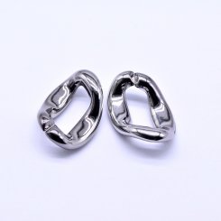 アクリルチェーンパーツ ツイスト不規則楕円形27×39mmシルバー【50ヶ】