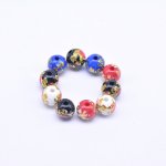 アクリルビーズ 丸型 花模様入 7×8mm【20ヶ】