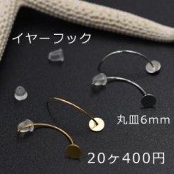 イヤーフック 丸皿6mm 10ペア（20個入）