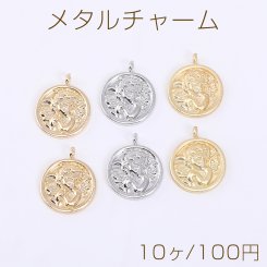 メタルチャーム 丸型プレート 天使 1カン 17×21mm【10ヶ】