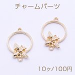チャームパーツ サークル ミツバチ付き 2カン 17×25mm ゴールド【10ヶ】