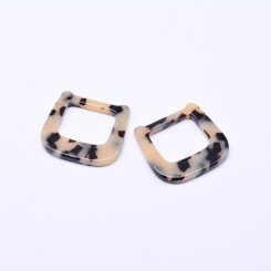 アクリルパーツ 方形 べっこう風 ベージュ 39×41mm【20ヶ】
