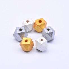 ウッドビーズ カラフル 多面カット 10×11mm