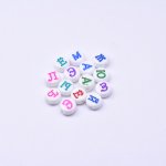 アクリル丸型アルファベットビーズ カラーミックス 4×7mm【約2600-2700ヶ】