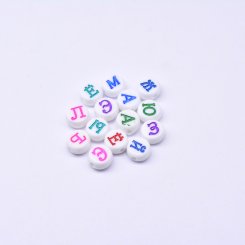 アクリル丸型アルファベットビーズ カラーミックス 4×7mm【約2600-2700ヶ】