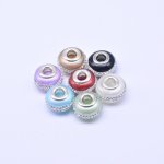 ロンデルビーズ 丸型 ラインストーン付き シルバー 11×16mm【20ヶ】