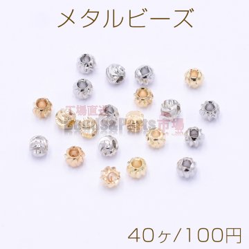 メタルビーズ 筋入り ラウンド 2.8mm【40ヶ】
