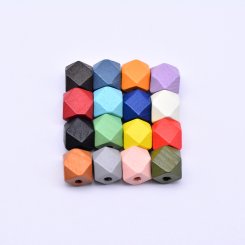 ウッドビーズ カラフル 多面カット 10×10mm