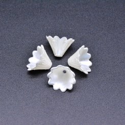 アクリルビーズ フラワー 花型 パールホワイト 10×15mm 【100ヶ】