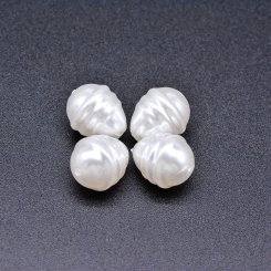 ABS製 パールビーズ 雫型 模様入り パールホワイト 11×14mm 【100ヶ】