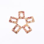 樹脂パーツ 長方形 金箔とドライフラワー封入 32x23mm クリア【50ヶ(約152g)】