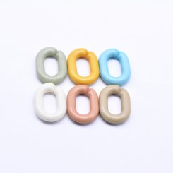 アクリルチェーンパーツ オーバル カラフル 14×19mm 【100ヶ】