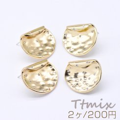 デザインピアス ラウンド ジルコニア付き 20×25mm ゴールド（2ヶ）