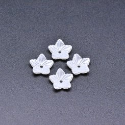 アクリルビーズ フラワー 五弁花 パールホワイト 3×12mm 【100ヶ】
