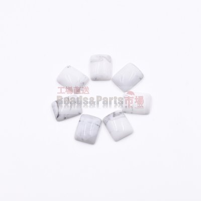 樹脂貼付けパーツ 長方形 10x8mm ホワイト【50ヶ(約12g)】