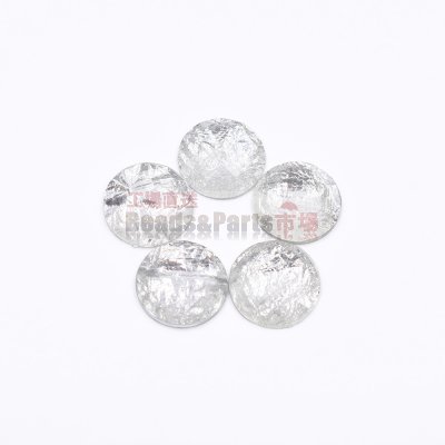 樹脂貼付けパーツ 円形 銀箔封入 18x18mm シルバー【50ヶ(約41g)】