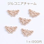 高品質ジルコニアチャーム 蝶 カン付き 14×23mm ゴールド（1ヶ）