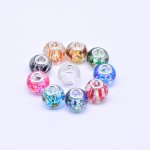 ロンデルガラスビーズ 丸型 シルバー 11×14mm【20ヶ】