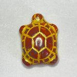 チェコビーズ 亀 マットレッド/ゴールド 19x14mm（1ヶ）