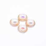 デコパーツ アクリルパーツ 丸型 パール貼り ピンクゴールド 8×17mm 【100ヶ】