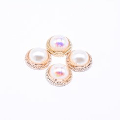 デコパーツ アクリルパーツ 丸型 パール貼り ピンクゴールド 8×17mm 【100ヶ】