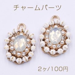 チャームパーツ　オーバル　19x25mm　ゴールド　【２ヶ】