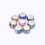 ロンデルアクリルビーズ 丸型 MIX 花模様入り 10×14mm【20ヶ】