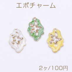 エポチャーム 不規則型 石付き 1穴 16×25mm ゴールド【2ヶ】