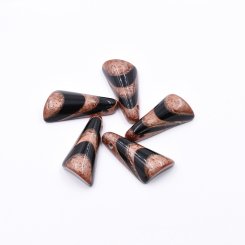 樹脂貼付けパーツ 三角形 48x21mm ブラック+ブラウン【50ヶ(約352g)】