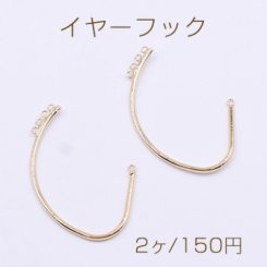イヤーフック 5カン付き 38×58mm ゴールド【2ヶ】