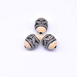 アクリルビーズ アンティーク調 オーバル 15×20mm アイボリー【500g（約210ヶ）】