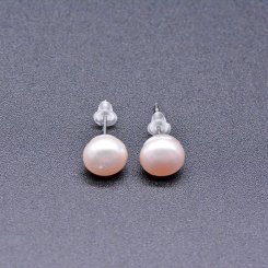 高品質淡水パールピアス 丸型 天然素材 ベージュ 8mm【1ペア】