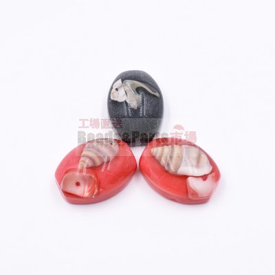 樹脂貼付けパーツ 楕円形 シェル封入 29x21mm 【50ヶ(約355.5g)】