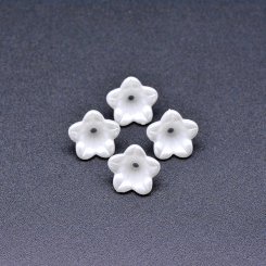 アクリルビーズ フラワー 五弁花 パールホワイト6×12mm 【100ヶ】