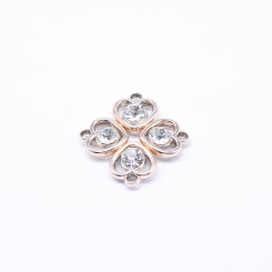 アクリルチャーム ラインストーン貼り ハート ピンクゴールド 13×14mm【50ヶ】