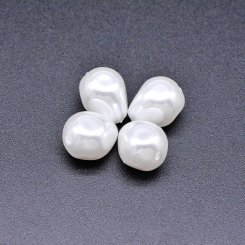ABS製 パールビーズ 雫型 パールホワイト 12×14mm 【100ヶ】