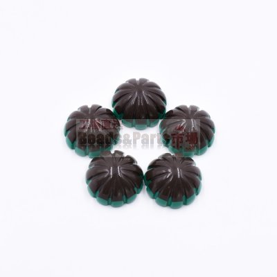 樹脂貼付けパーツ フラワー 25x25mm ブラック+グリーン【50ヶ(約242g)】