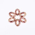 樹脂パーツ 楕円形 金箔とドライフラワー封入 33x23mm クリア【50ヶ(約135g)】
