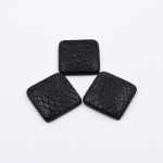 包みボタン 四角形 デコパーツ PUレザー 32x32mm ブラック【20ヶ（約50g）】