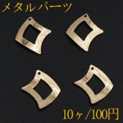 メタルパーツ プレート 変形菱形フレーム 1穴 22×25mm ゴールド【10ヶ】