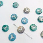 チェコビーズ 鳥 マットブルー/シルバー ミックスカラー 12mm （2ヶ）