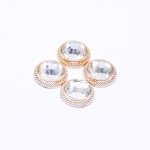 デコパーツ アクリルパーツ 丸型 アクリルストーン貼り ピンクゴールド 7×17mm 【100ヶ】