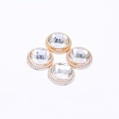 デコパーツ アクリルパーツ 丸型 アクリルストーン貼り ピンクゴールド 7×17mm 【100ヶ】