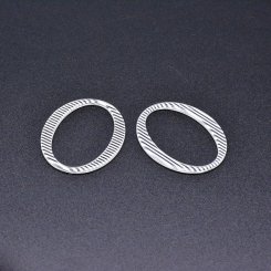アクリルパーツ オーバルフレーム 半クリア ストライプ ホワイト 35×44mm【50ヶ】