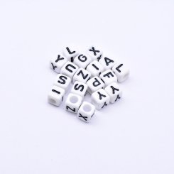 アクリルキューブアルファベットビーズ ブラック6×6mm【3600-3700ヶ】