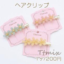 ヘアクリップ アクリル五弁花 3連 ヘアアクセサリー【1ヶ】