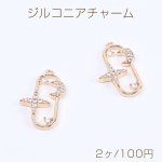高品質ジルコニアチャーム オーバル 星と月 カン付き 14×23mm ゴールド（2ヶ）