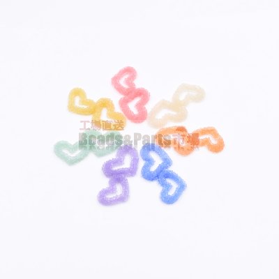 樹脂貼付けパーツ 2連ハート 45x21mm 【20ヶ(約37g)】