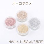 オーロララメ ケース付き ネイルパーツ レジン封入パーツ 4色セット(各2ｇ)